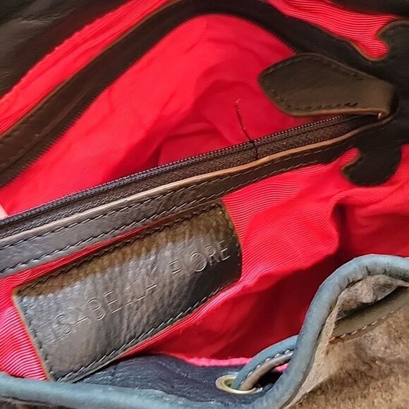 Studded leather Trim Backpack Handbag Gray gold Isabella Fiore - Picture 9 of 11